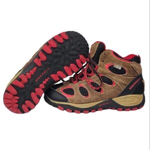 Merrell Suede Brown Red Performance Footwear Hiking Lace Up Boots Sz 1